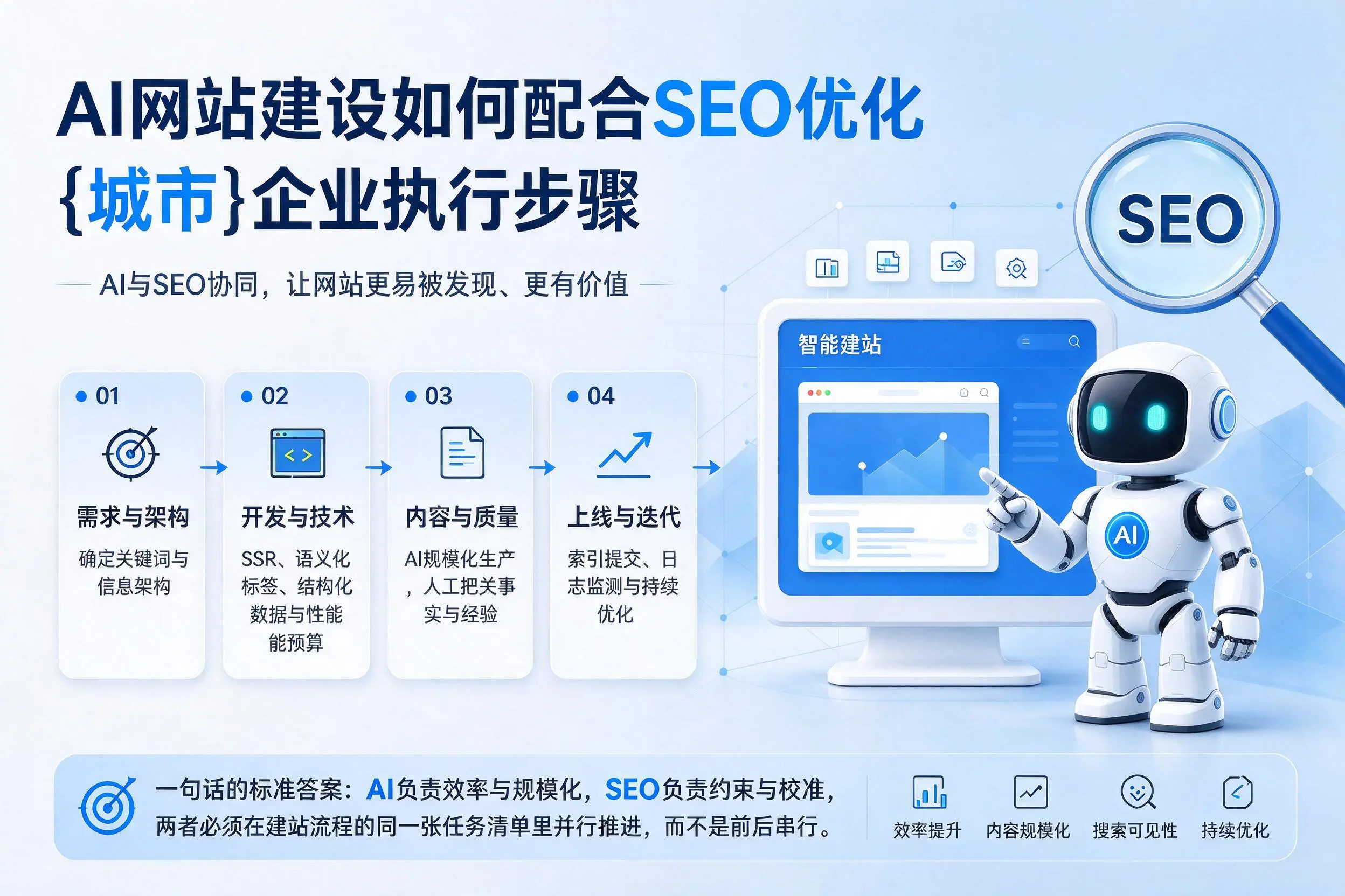 AI网站建设如何配合SEO优化，广安企业执行步骤