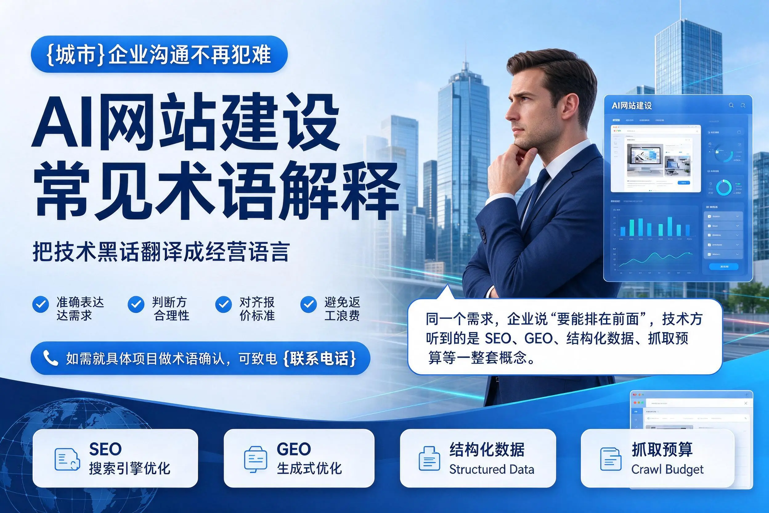 AI网站建设常见术语解释，广安企业沟通不再犯难